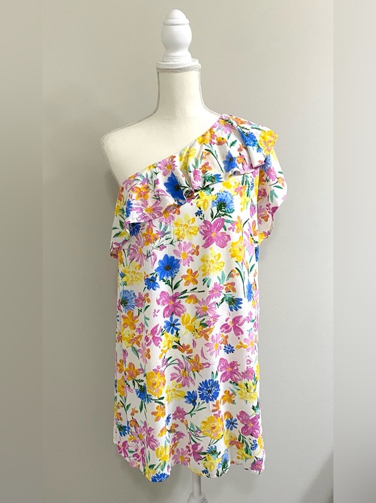 Emily Wonder Dresses & Skirts - Emily Wonder Womens M Pink Yellow Asymmetrical Floral Dress Boho Cottagecore